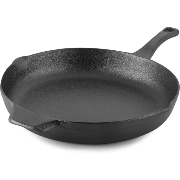 Calphalon Cast Iron Skillet, Pre-Seasoned Cookware with Large Handles and Pour Spouts, 12-Inch, Black