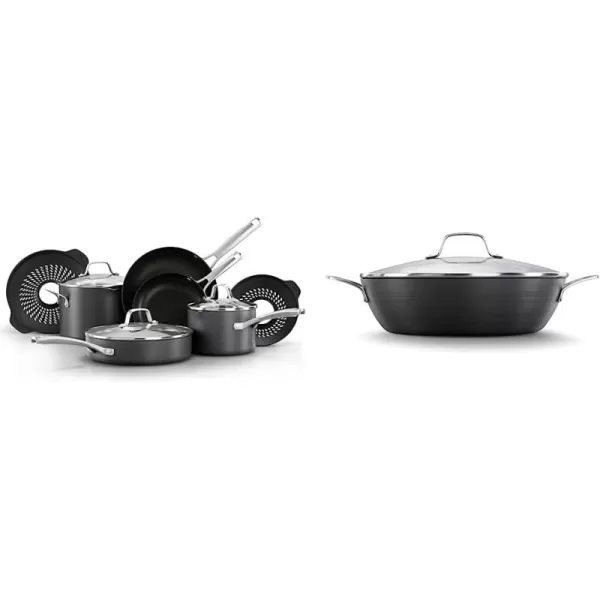 Calphalon Classic Hard-Anodized Nonstick Cookware, 10-Piece Pots and Pans Set with No-Boil-Over Inserts