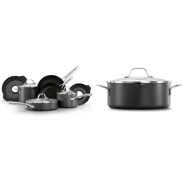 Calphalon Classic Hard-Anodized Nonstick Cookware, 10-Piece Pots and Pans Set with No-Boil-Over Inserts