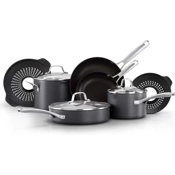 Calphalon Classic Hard-Anodized Nonstick Cookware, 10-Piece Pots and Pans Set with No-Boil-Over Inserts