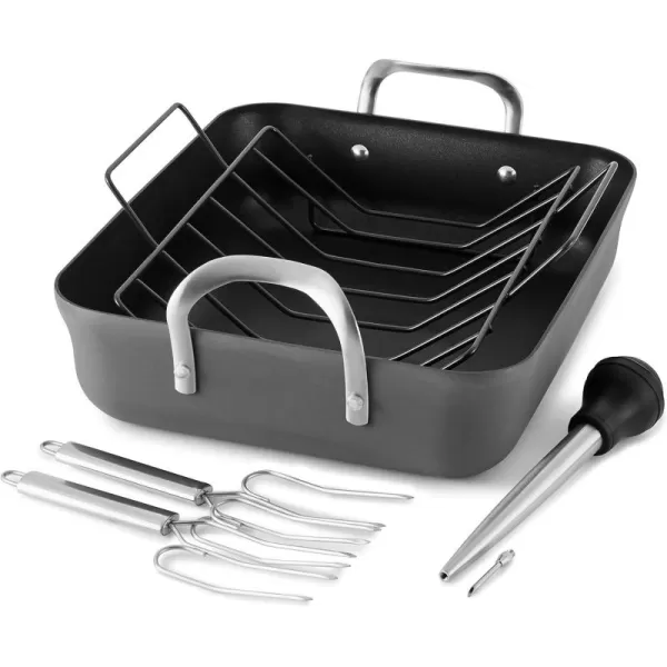 Calphalon Contemporary Hard Anodized Nonstick 16-Inch Roasting Pan with Rack 5 pc. Set