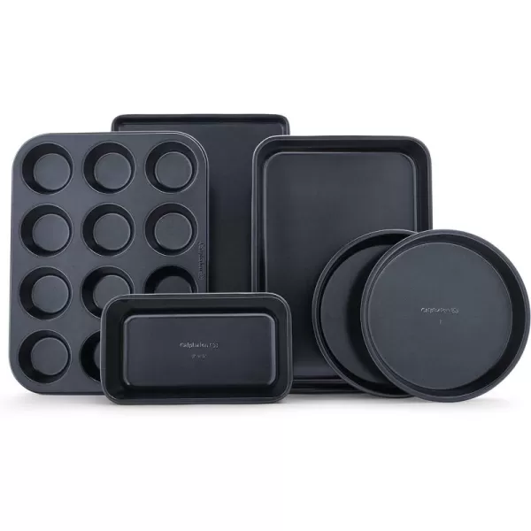 Calphalon Nonstick Bakeware Set, 6-Piece Set Includes Baking Sheet, Cake, Muffin, and Loaf Pans, Dishwasher Safe, Black