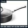 imageCalphalon 10Piece NonStick Kitchen Cookware Set Black Pots ampamp Pans with StayCool Stainless Steel Handles HardAnodized Aluminum for Even Heating10Piece Set