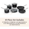 imageCalphalon 10Piece NonStick Kitchen Cookware Set Black Pots ampamp Pans with StayCool Stainless Steel Handles HardAnodized Aluminum for Even HeatingNEW 10Piece Set