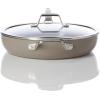 imageCalphalon Premier Ceramic Nonstick 12quot Frying Pan with Lid Midnight BlueMushroom Grey