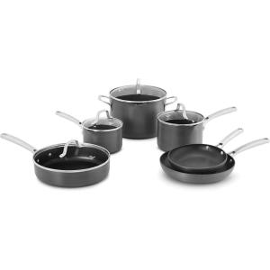 imageCalphalon 10Piece Pots and Pans Set Nonstick Kitchen Cookware with StayCool Stainless Steel Handles and Pour Spouts Grey10Piece Nonstick Cookware Set