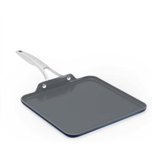 imageCalphalon Premier Ceramic Nonstick 11quot Square Griddle Mushroom GreyMidnight Blue