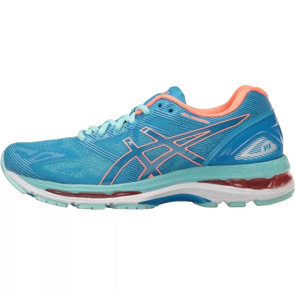 imageASICS GelNimbus 19 Womens Running ShoeDiva BlueFlash CoralAqua Splash