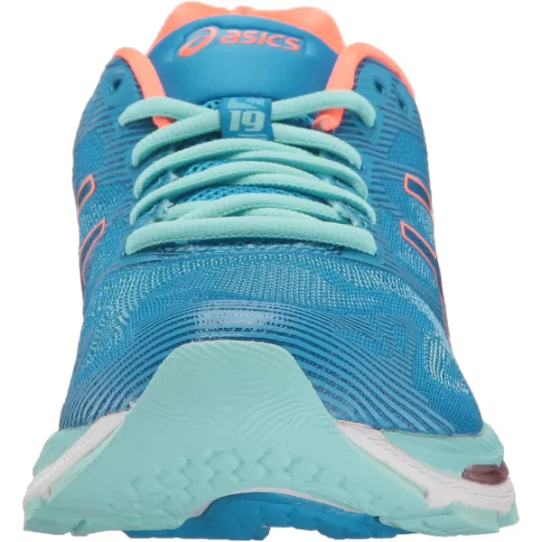 imageASICS GelNimbus 19 Womens Running ShoeDiva BlueFlash CoralAqua Splash