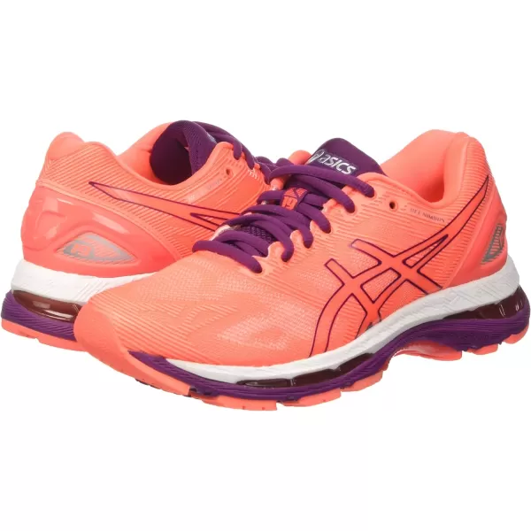 imageASICS GelNimbus 19 Womens Running ShoeOrange Flash Coral Dark Purple White