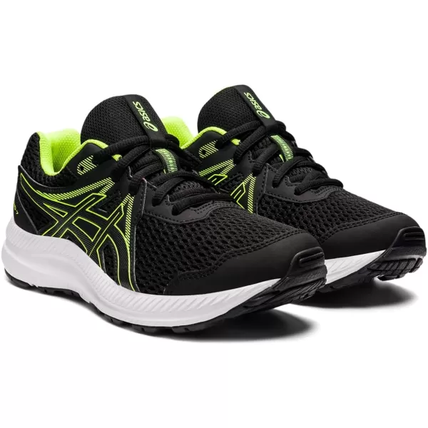 imageASICS Kids Contend 7 Grade School Running ShoeBlackHazard Green