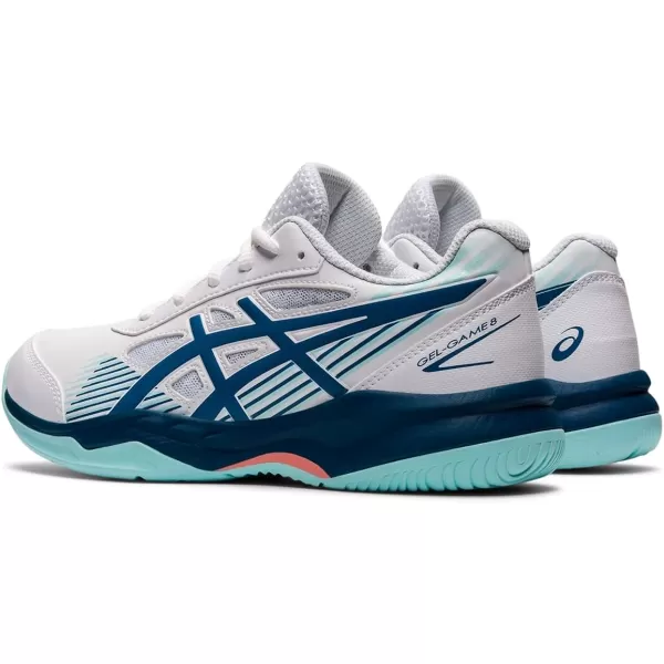 imageASICS Kids GelGame 8 Grade School Tennis ShoesWhiteLight Indigo