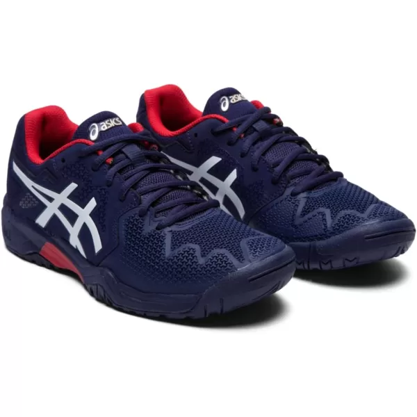 imageASICS Kids GelResolution 8 Grade School Tennis ShoePeacoatClassic Red