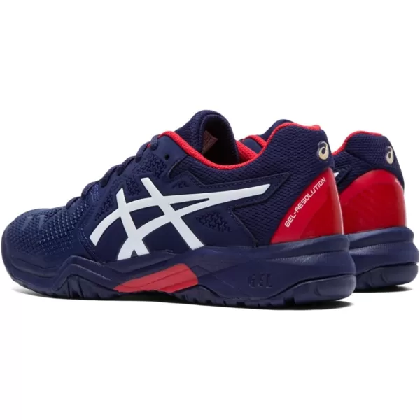 imageASICS Kids GelResolution 8 Grade School Tennis ShoePeacoatClassic Red
