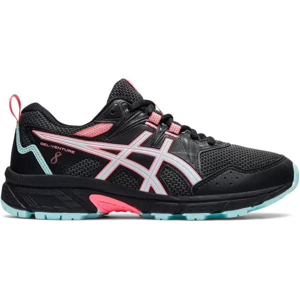 imageASICS Kids GelVenture 8 Grade School Running ShoesBlackClear Blue