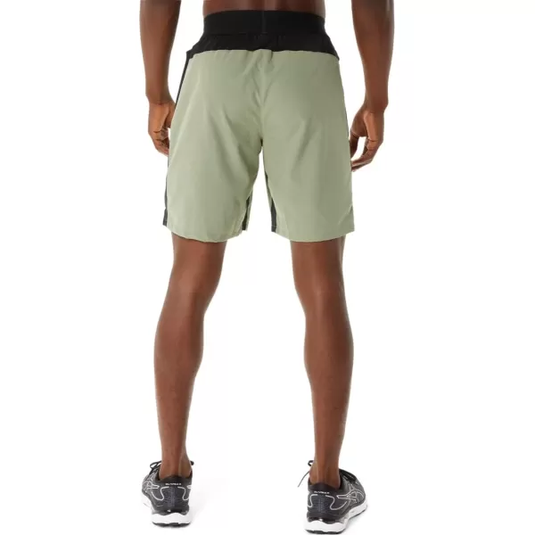 imageASICS Mens 9IN Mixer Short Training ApparelLichen GreenPerformance Black