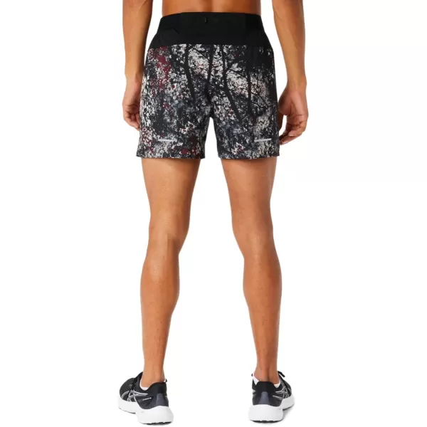 imageASICS Mens All Over Print 5IN Short ApparelPerformance BlackAntique Red