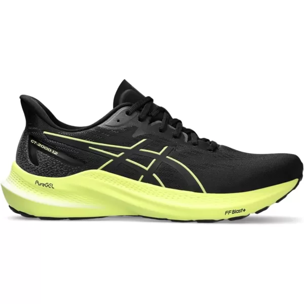 imageASICS Mens GT2000 12 Running ShoeBlackGlow Yellow