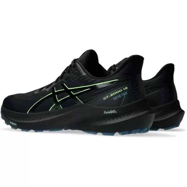 imageASICS Mens GT2000 12 Running ShoeBlackIlluminate Green
