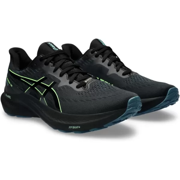 imageASICS Mens GT2000 12 Running ShoeBlackIlluminate Green