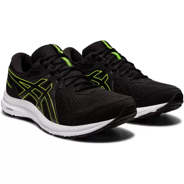 imageASICS Mens GelContend 7 Running ShoeBlackHazard Green