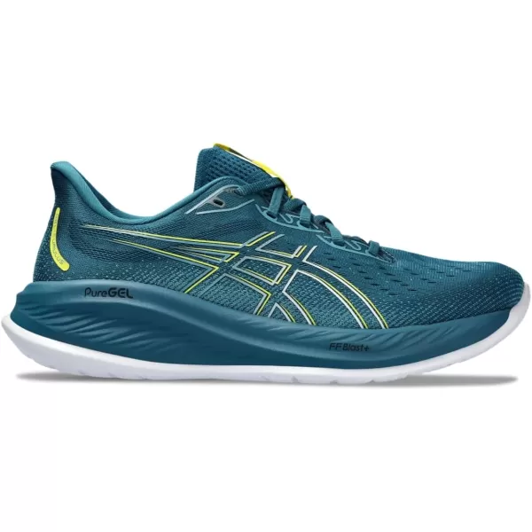 imageASICS Mens GelCumulus 26 Running ShoeEvening TealBright Yellow