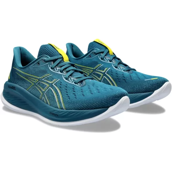 imageASICS Mens GelCumulus 26 Running ShoeEvening TealBright Yellow