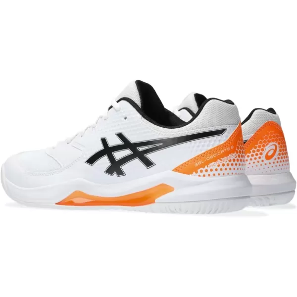 imageASICS Mens GelDedicate 8 Pickleball ShoesWhiteShocking Orange