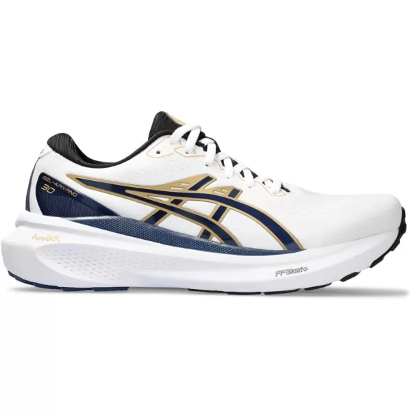 imageASICS Mens GelKayano 30 Running ShoesWhiteDeep Ocean