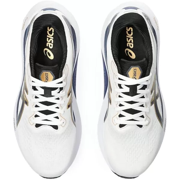 imageASICS Mens GelKayano 30 Running ShoesWhiteDeep Ocean