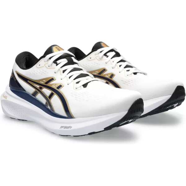 imageASICS Mens GelKayano 30 Running ShoesWhiteDeep Ocean