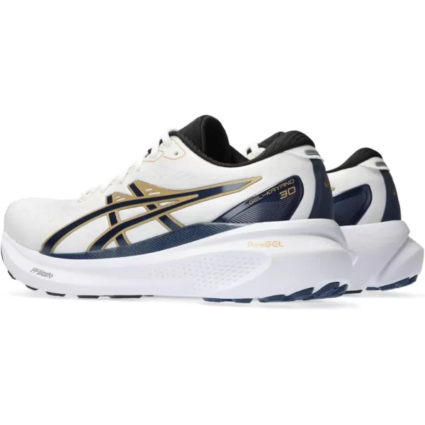 imageASICS Mens GelKayano 30 Running ShoesWhiteDeep Ocean
