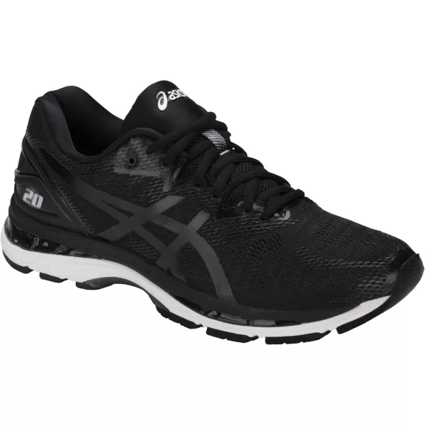 imageASICS Mens GelNimbus 20 Running ShoesBlackWhiteCarbon Carbon