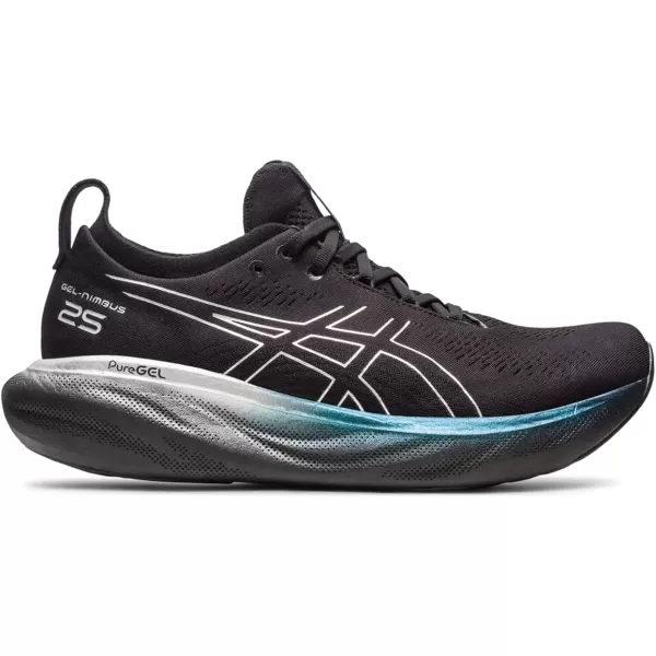 imageASICS Mens GelNimbus 25 Platinum Running ShoesBlackPure Silver
