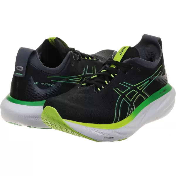 imageASICS Mens GelNimbus 25 Running ShoesBlack Lime Zest
