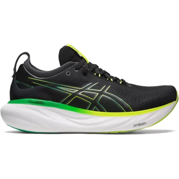 imageASICS Mens GelNimbus 25 Running ShoesBlack Lime Zest