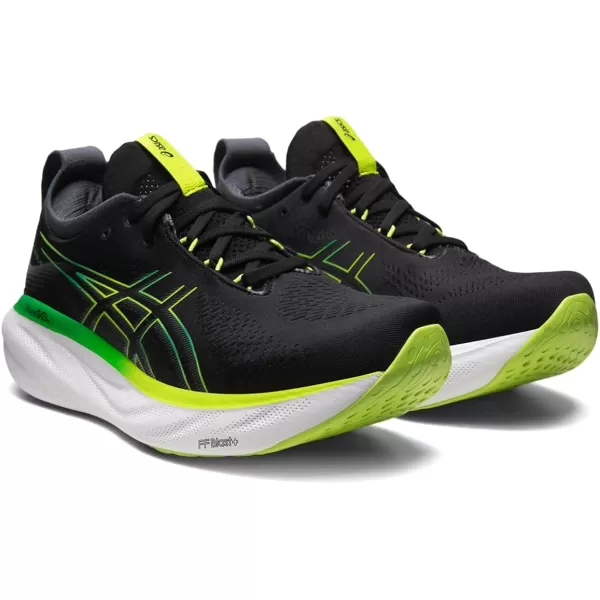 imageASICS Mens GelNimbus 25 Running ShoesBlack Lime Zest