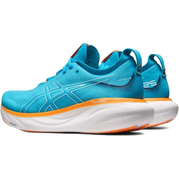 imageASICS Mens GelNimbus 25 Running ShoesIsland BlueSun Peach