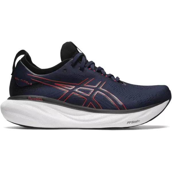 imageASICS Mens GelNimbus 25 Running ShoesMidnightElectric Red