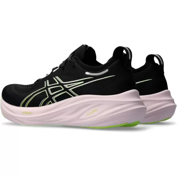 imageASICS Mens GelNimbus 26 Running ShoeBlackNeon Lime
