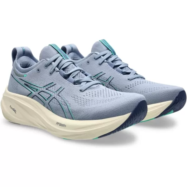 imageASICS Mens GelNimbus 26 Running ShoeLight NavyAurora Green