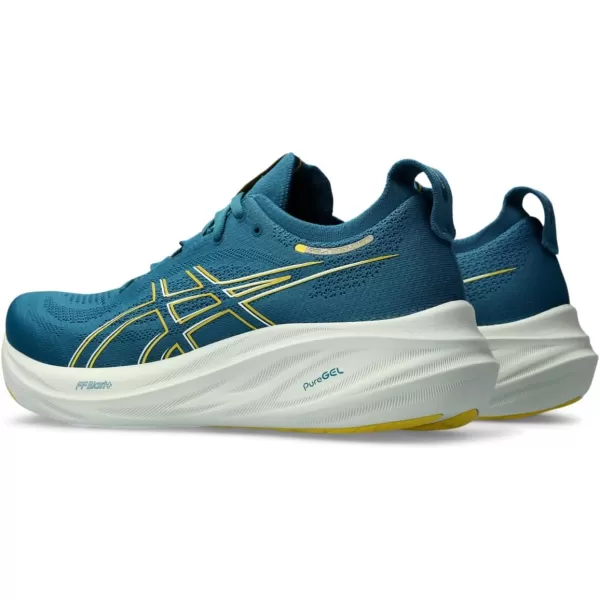 imageASICS Mens GelNimbus 26 Running ShoesEvening TealLight Mustard