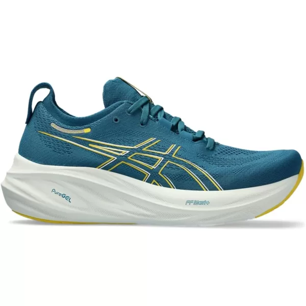 imageASICS Mens GelNimbus 26 Running ShoesEvening TealLight Mustard