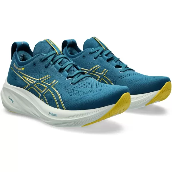 imageASICS Mens GelNimbus 26 Running ShoesEvening TealLight Mustard