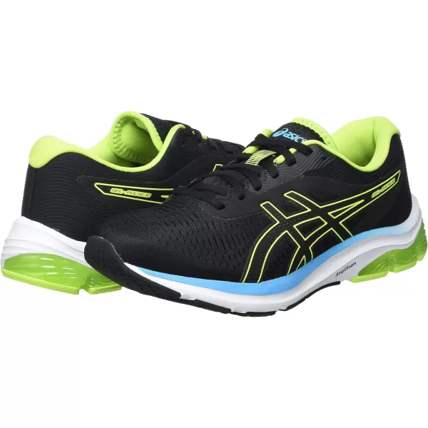 imageASICS Mens GelPulse 12 Running ShoeBlack amp Green