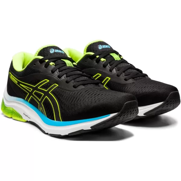 imageASICS Mens GelPulse 12 Running ShoeBlackHazard Green
