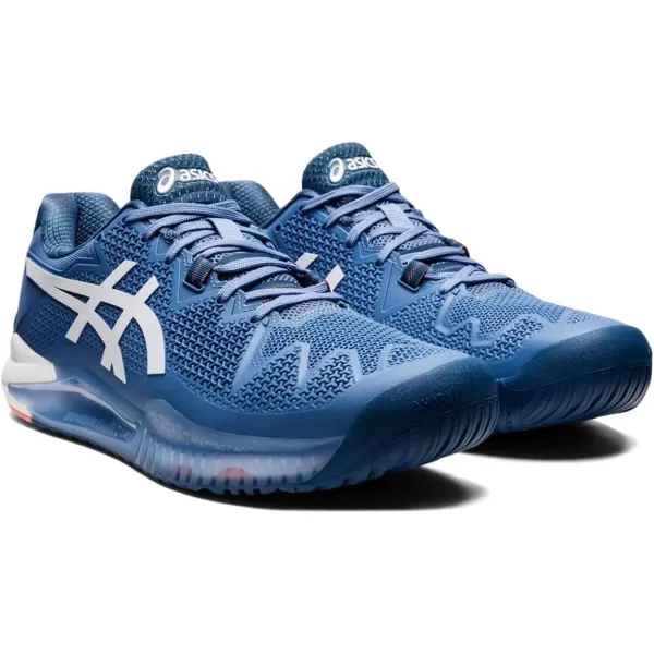 imageASICS Mens GelResolution 8 Tennis ShoesBlue HarmonyWhite