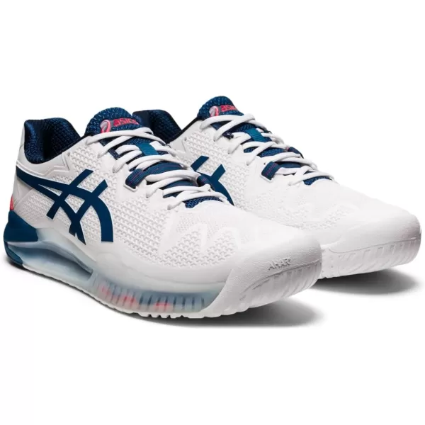imageASICS Mens GelResolution 8 Tennis ShoesWhiteMako Blue