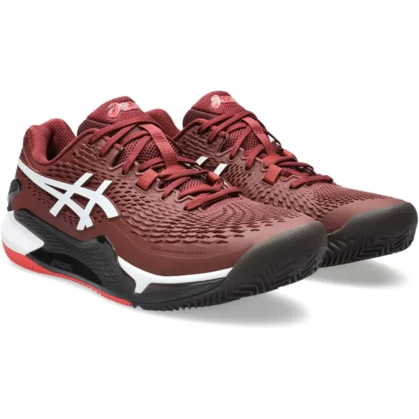 imageASICS Mens GelResolution 9 Clay Tennis ShoesAntique RedWhite