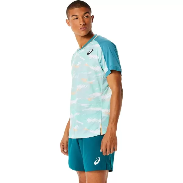 imageASICS Mens Match Graphic Short Sleeve TOP ApparelMisty Pine